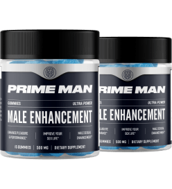 Two jars of Prime Man Male Enhancement Gummies, 500 mg, 15 gummies per jar